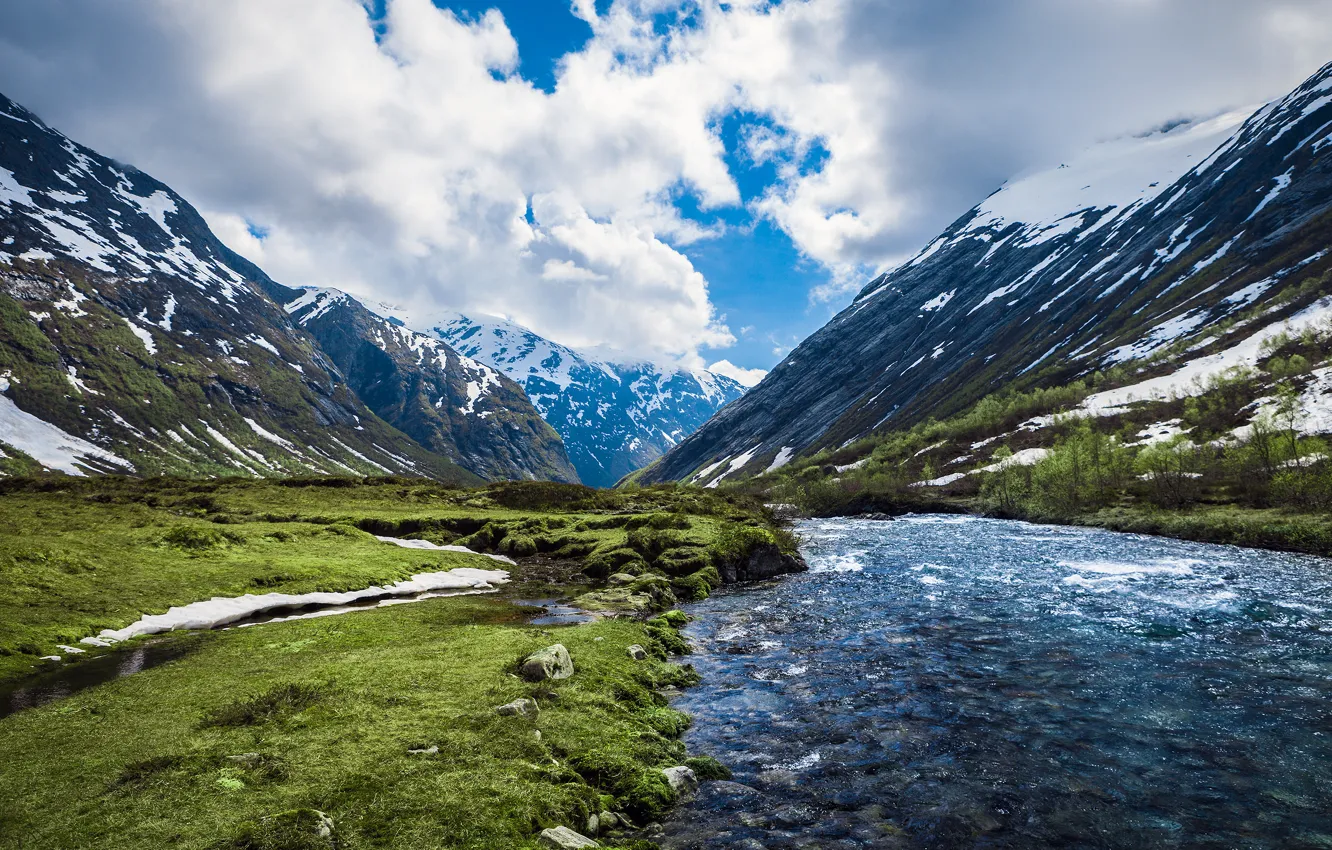 Photo wallpaper mountains, nature, river, Norway, Norway