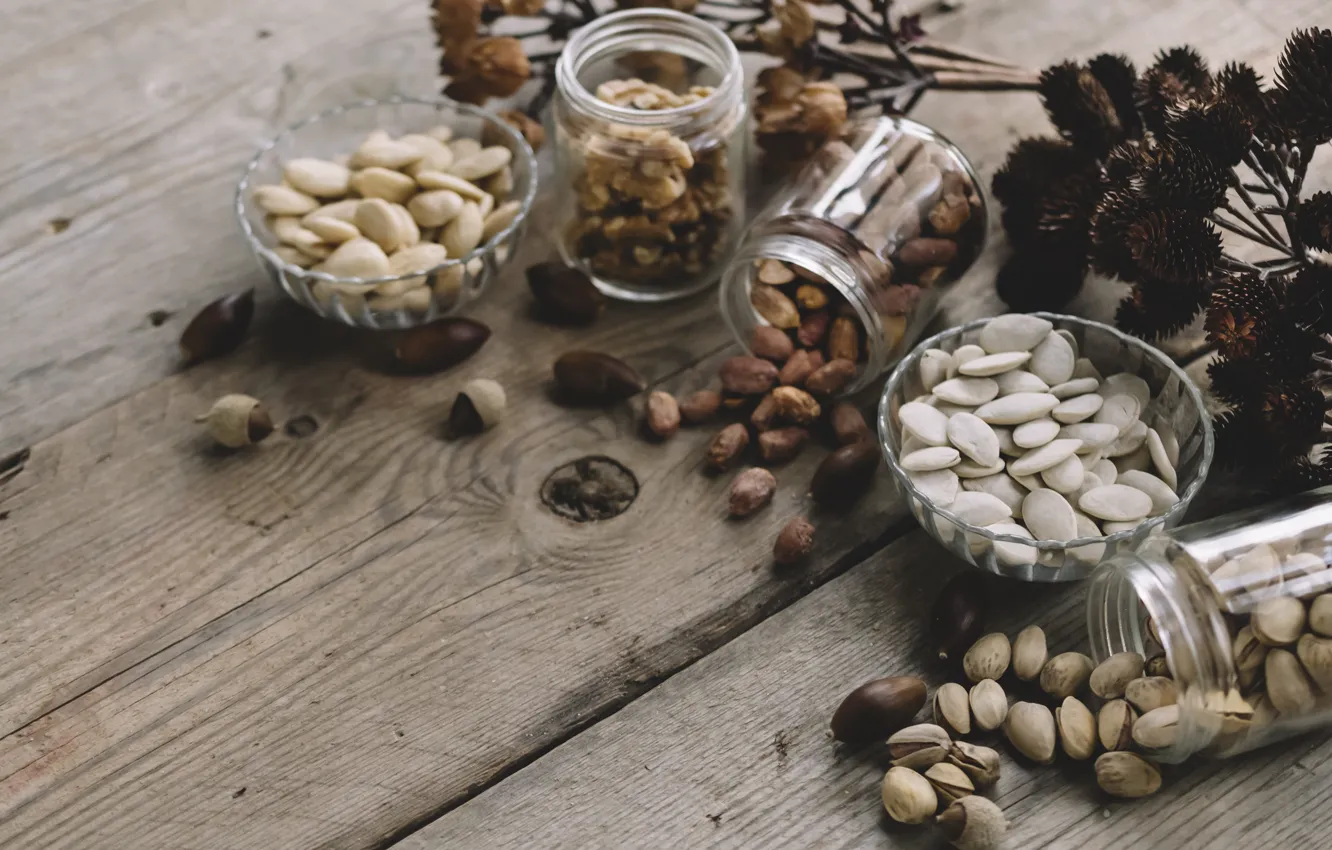 Photo wallpaper nuts, pistachios, pumpkin seeds