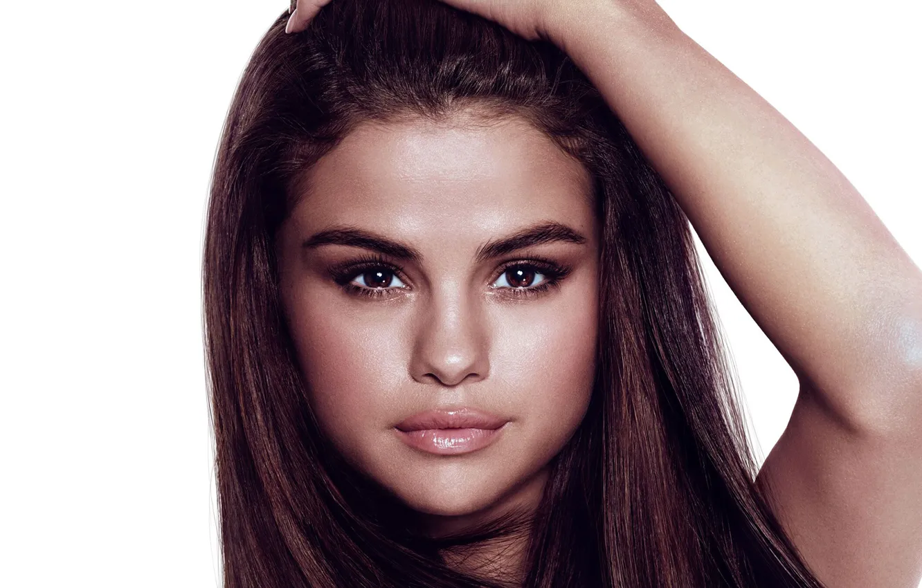 Photo wallpaper eyes, look, girl, portrait, tan, Selena Gomez