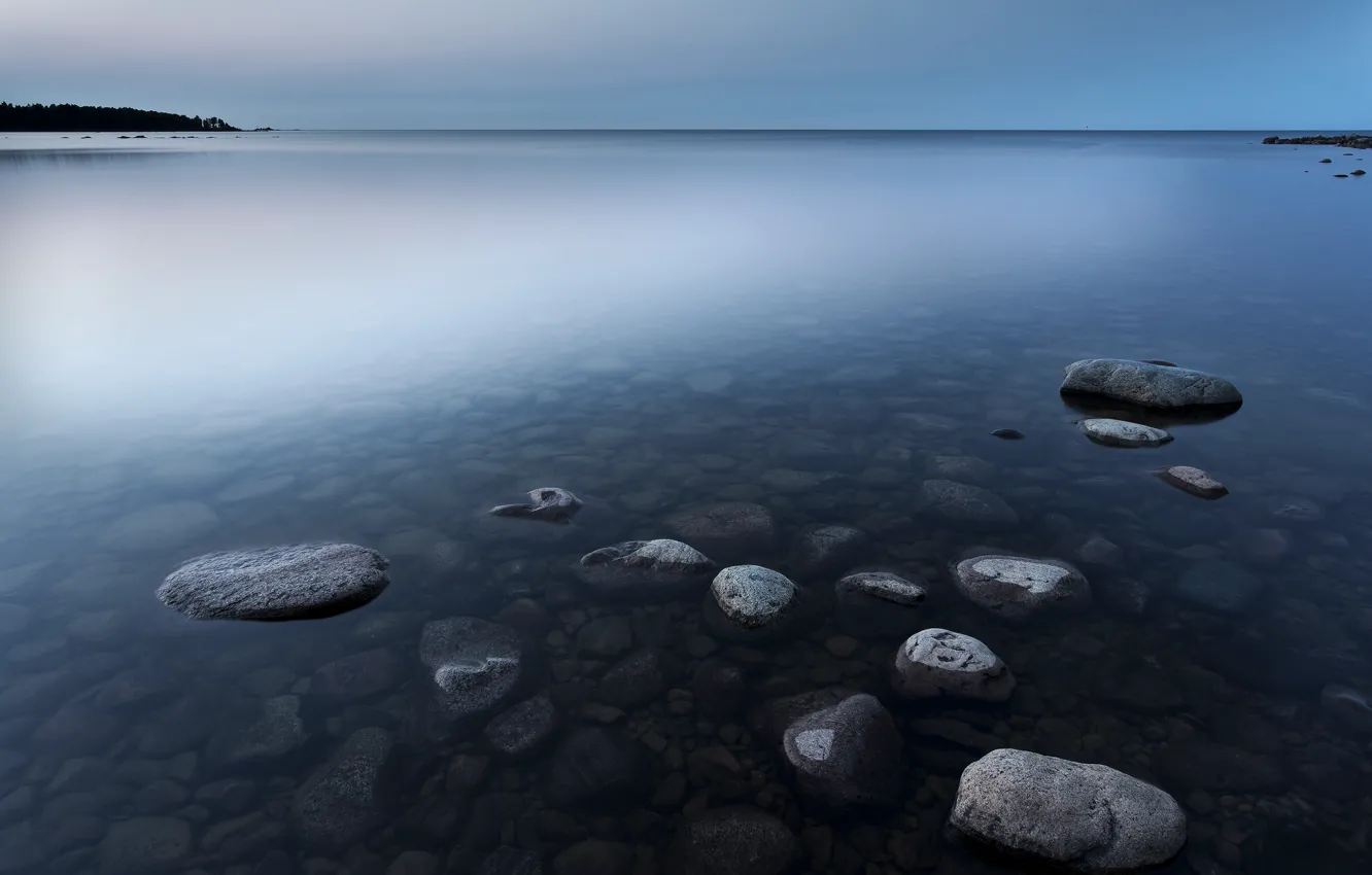 Photo wallpaper water, lake, surface, shore, the evening, Sweden, Kani