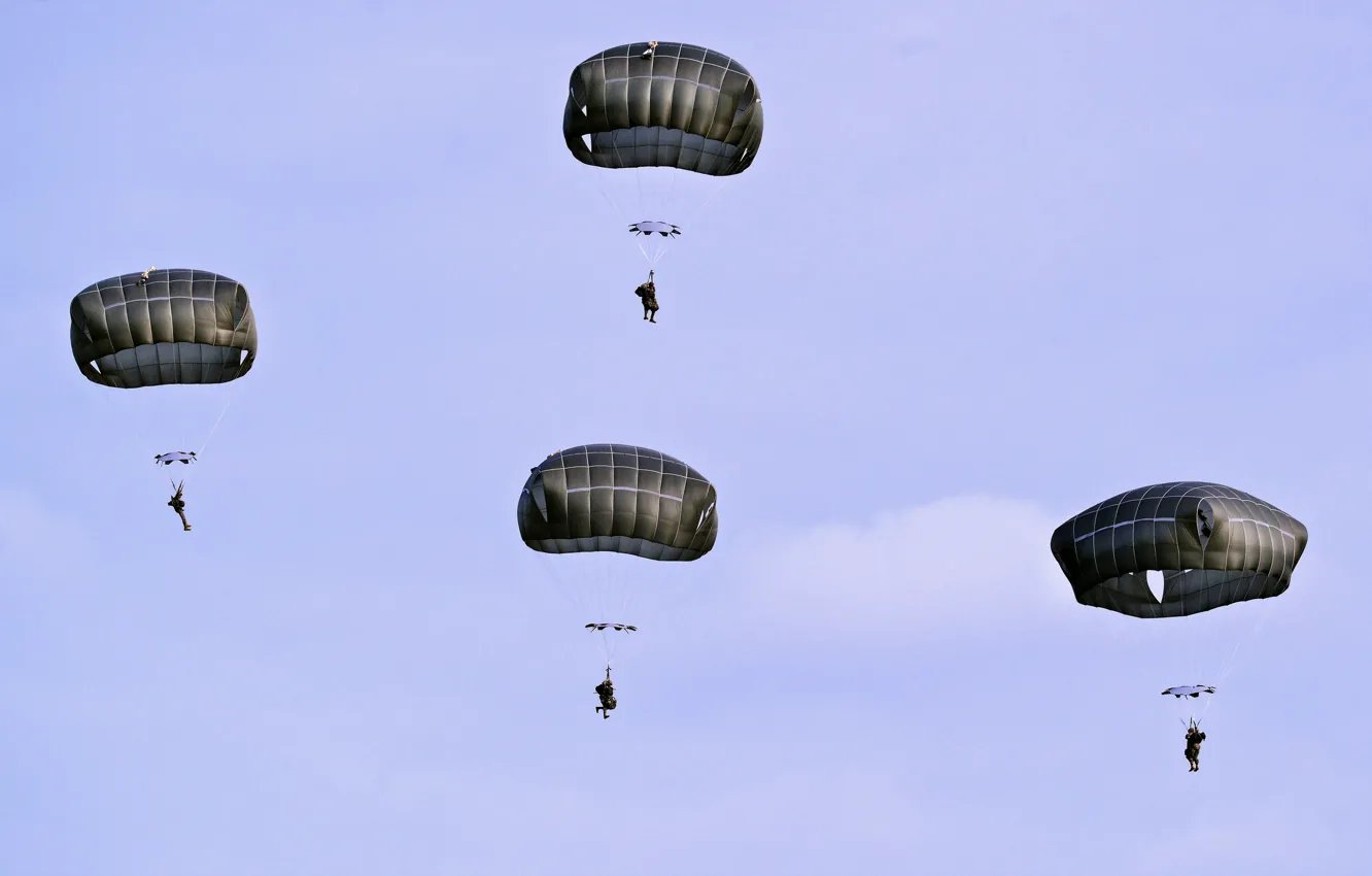 Photo wallpaper Training Area, U.S. Army Soldiers, T-11 parachutes