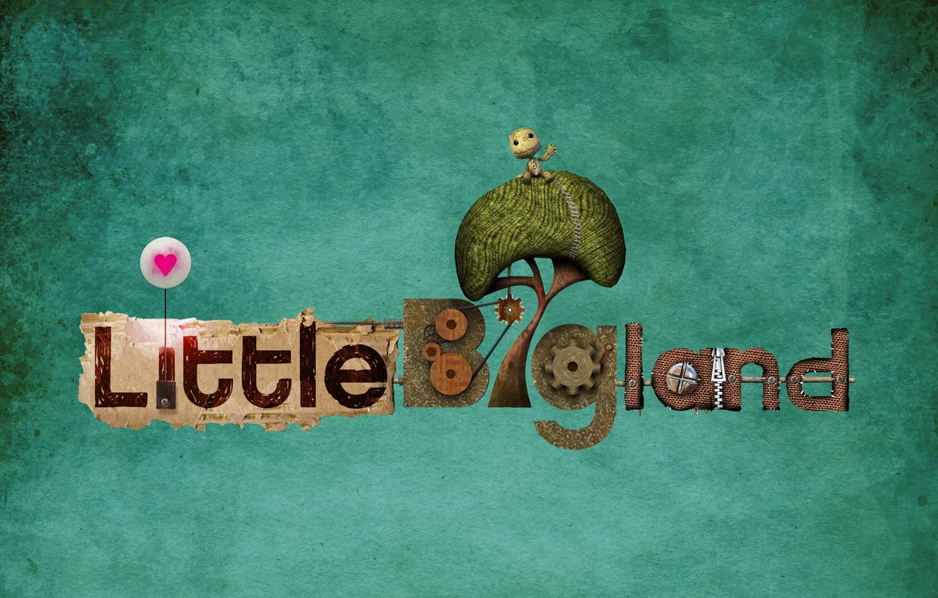Photo wallpaper background, the inscription, toy, mechanism, hearts, Little Big Planet