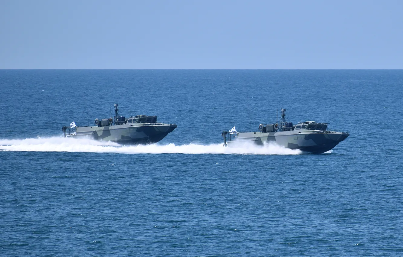 Photo wallpaper sea, black, boat, Raptor