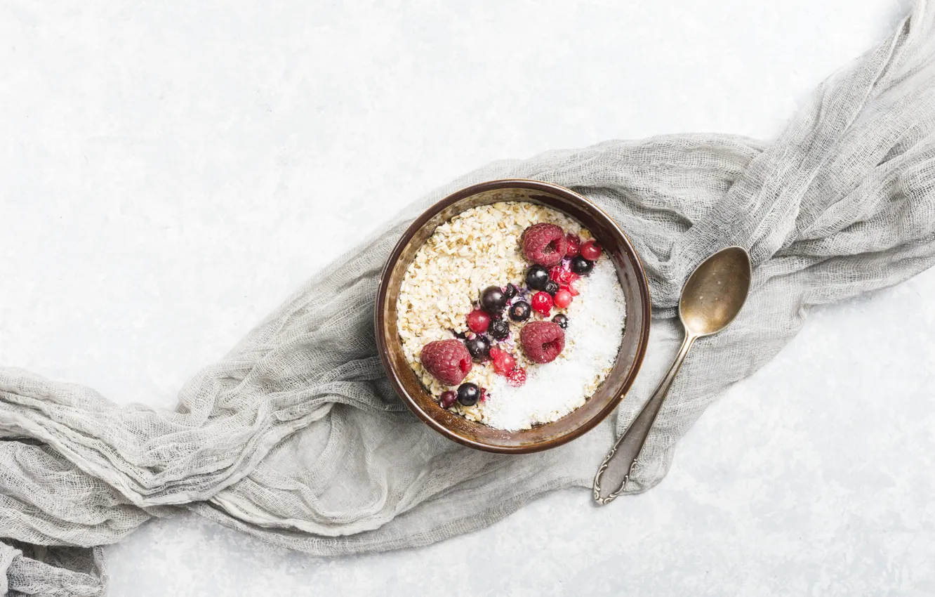 Photo wallpaper berries, Breakfast, fruit, cereal
