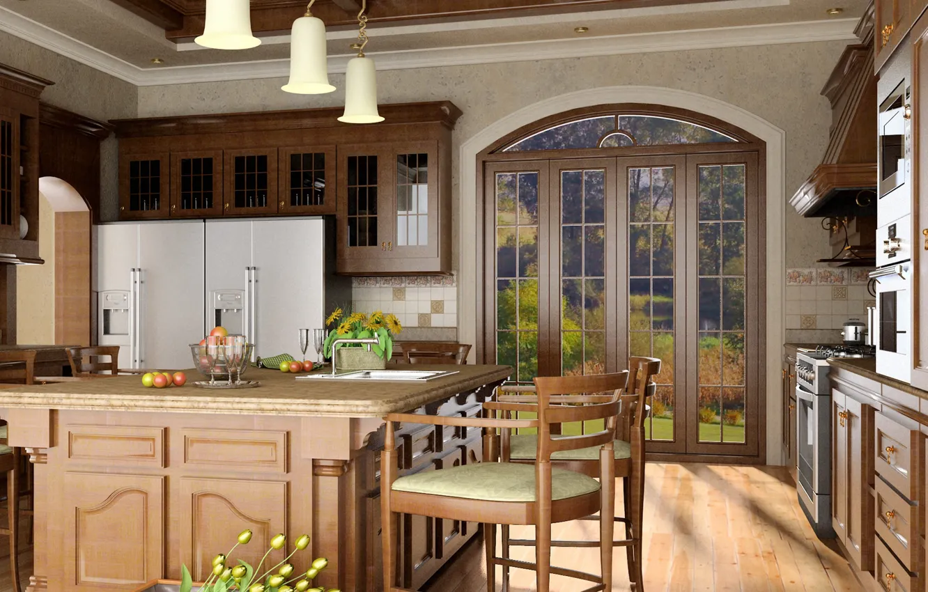 Photo wallpaper flowers, furniture, the door, the room, MAIN KITCHEN AREA