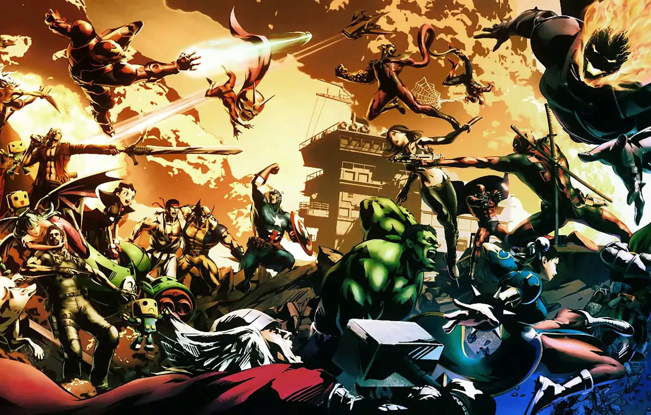 Photo wallpaper battle, heroes, comic, Marvel vs. Capcom 3