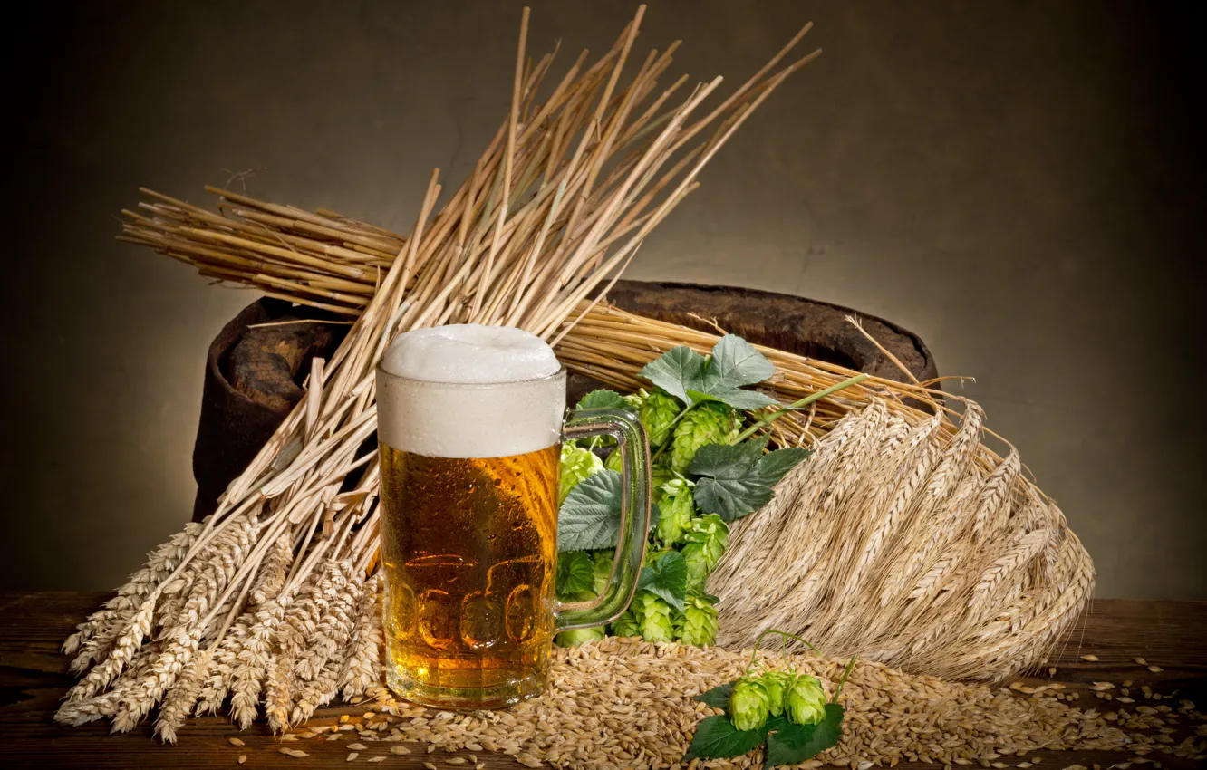 Photo wallpaper beer, millet, hops