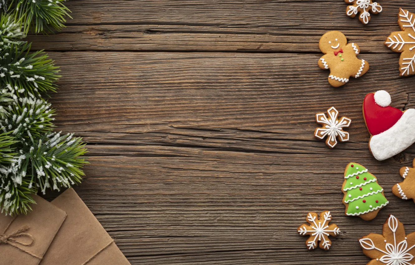 Photo wallpaper cookies, Christmas, New year, tree, Happy New Year, Christmas, New Year, Happy Christmas