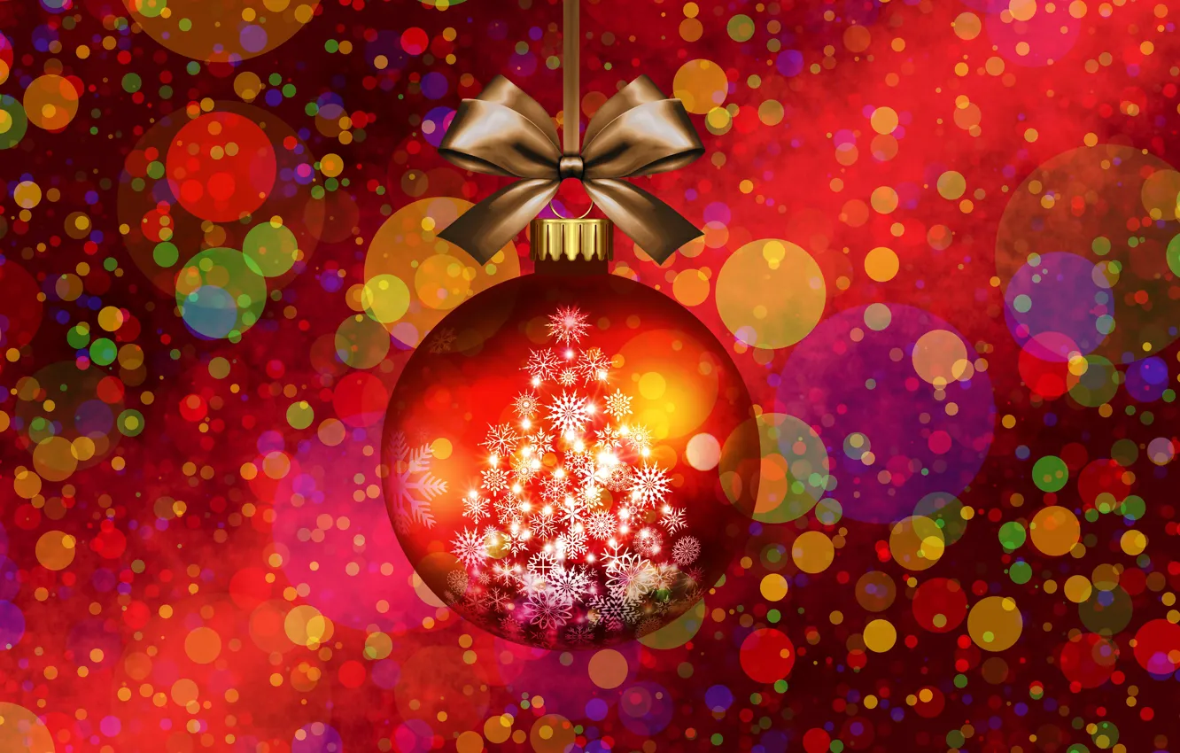 Photo wallpaper ball, lights, New Year, Christmas, tree