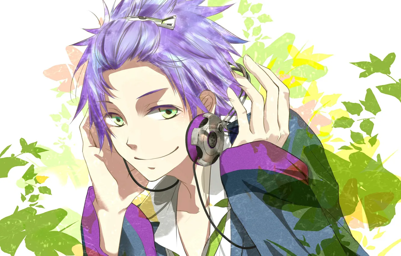 Photo wallpaper look, headphones, guy, starry sky, Starry★Sky, visual novel, anime (2011)