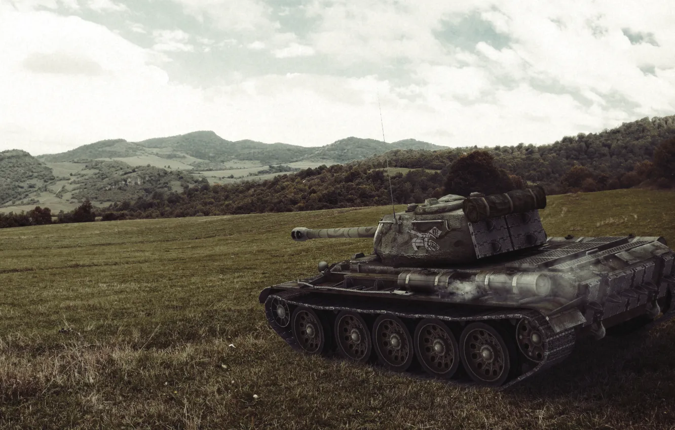 Photo wallpaper field, hills, tank, USSR, WoT, World of Tanks, S. T. V. O. L., Wargaming.Net