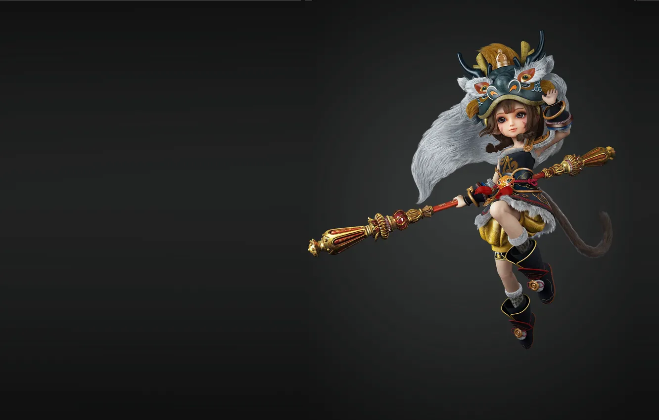 Photo wallpaper mask, fantasy, art, staff, yonglin yao, Huaguoshan female