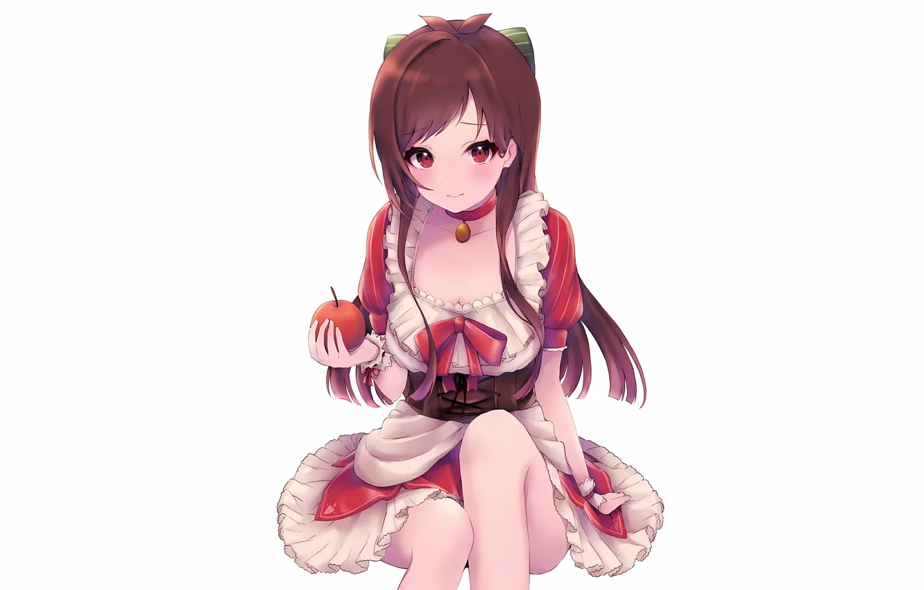 Photo wallpaper apple, girl, sexy, cleavage, long hair, dress, boobs, anime
