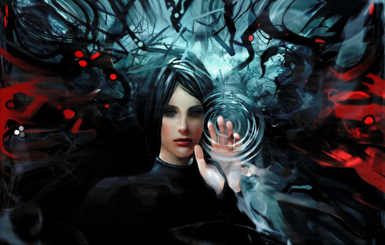 Photo wallpaper water, girl, circles, abstraction, art