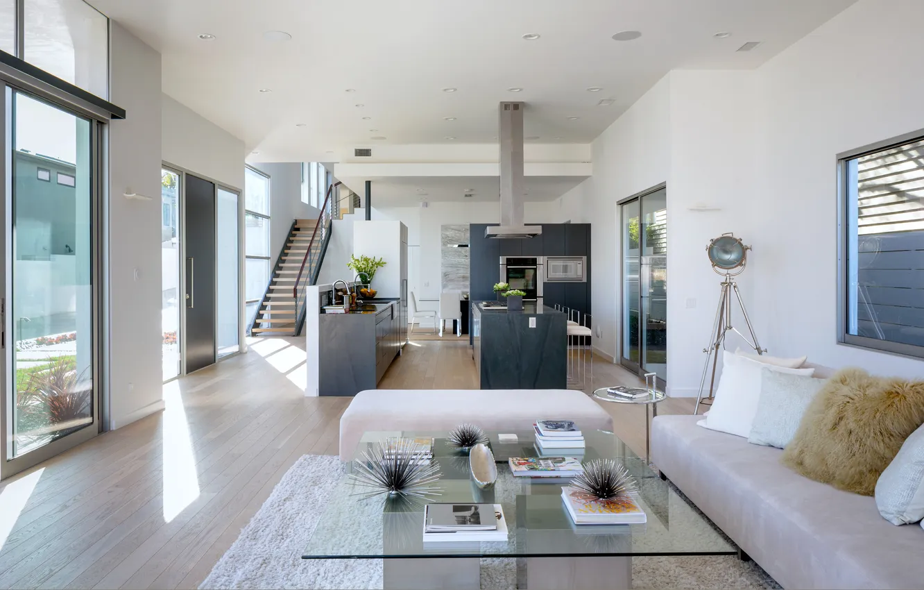 Photo wallpaper design, style, Villa, home, interior, kitchen, living space