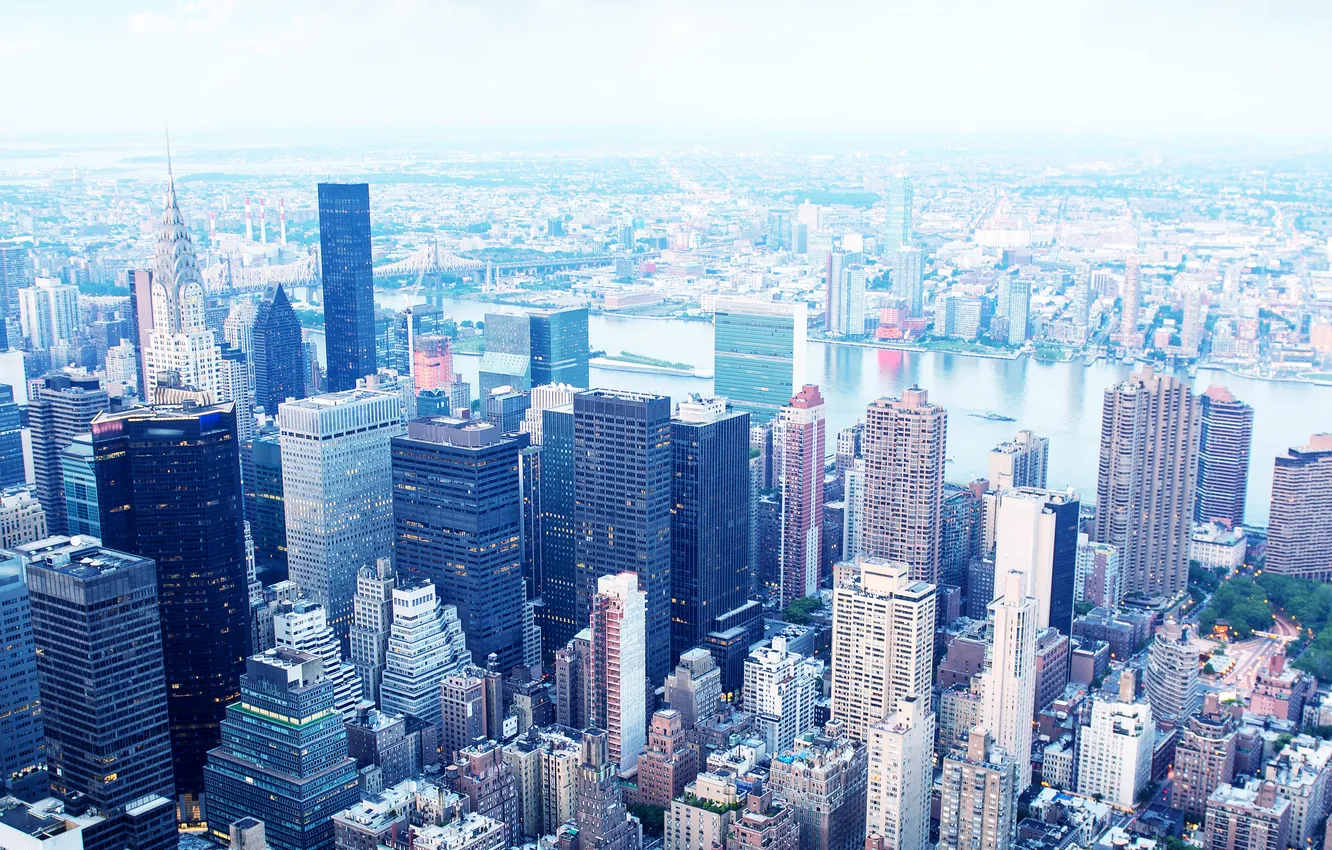 Photo wallpaper New York, skyscrapers, panorama, USA, Manhattan, megapolis