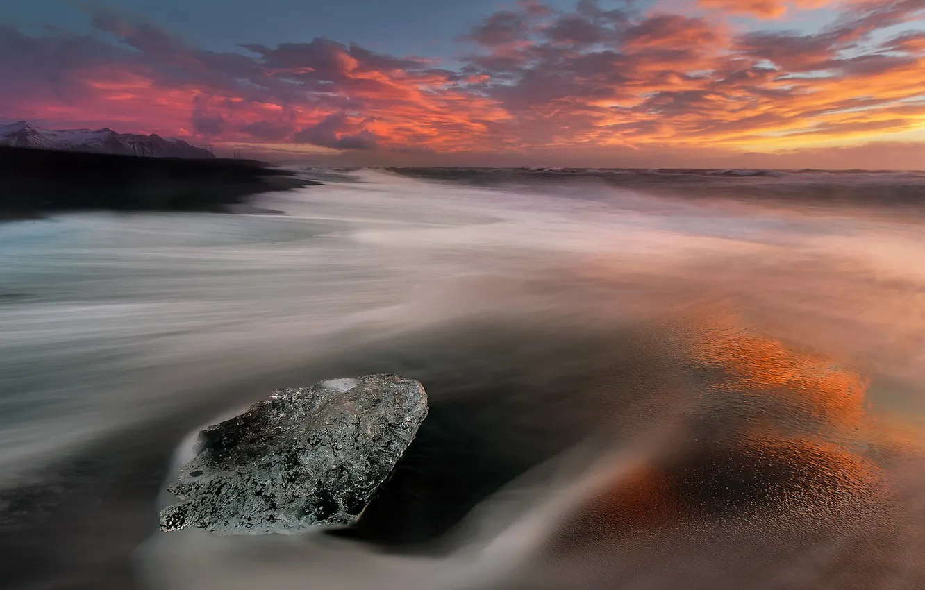 Photo wallpaper ice, sea, morning