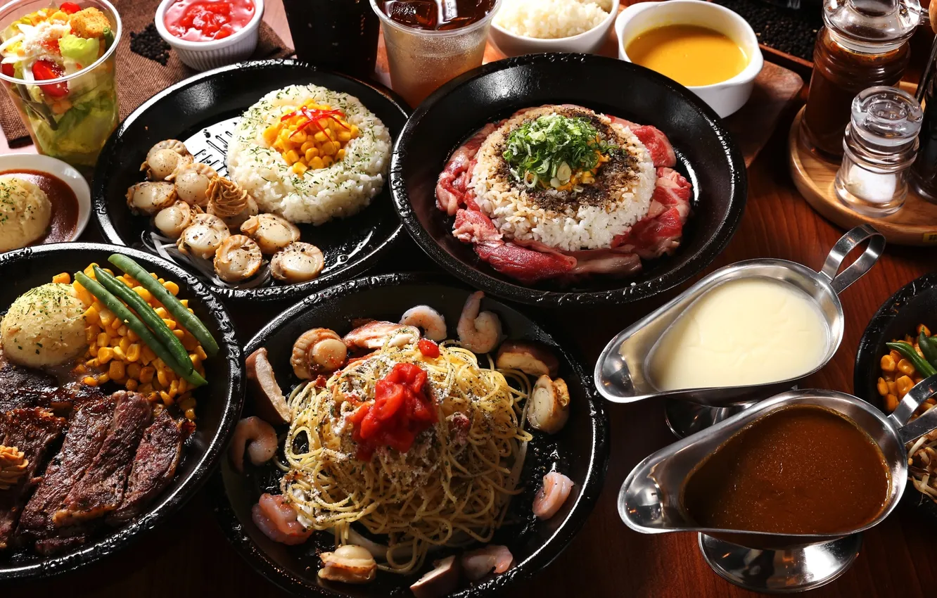 Photo wallpaper figure, Japanese cuisine, meals, noodles, sauces