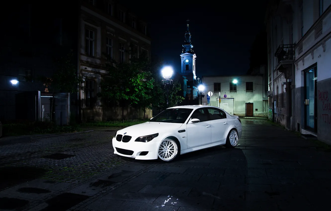 Photo wallpaper BMW, White, E60, Atmo