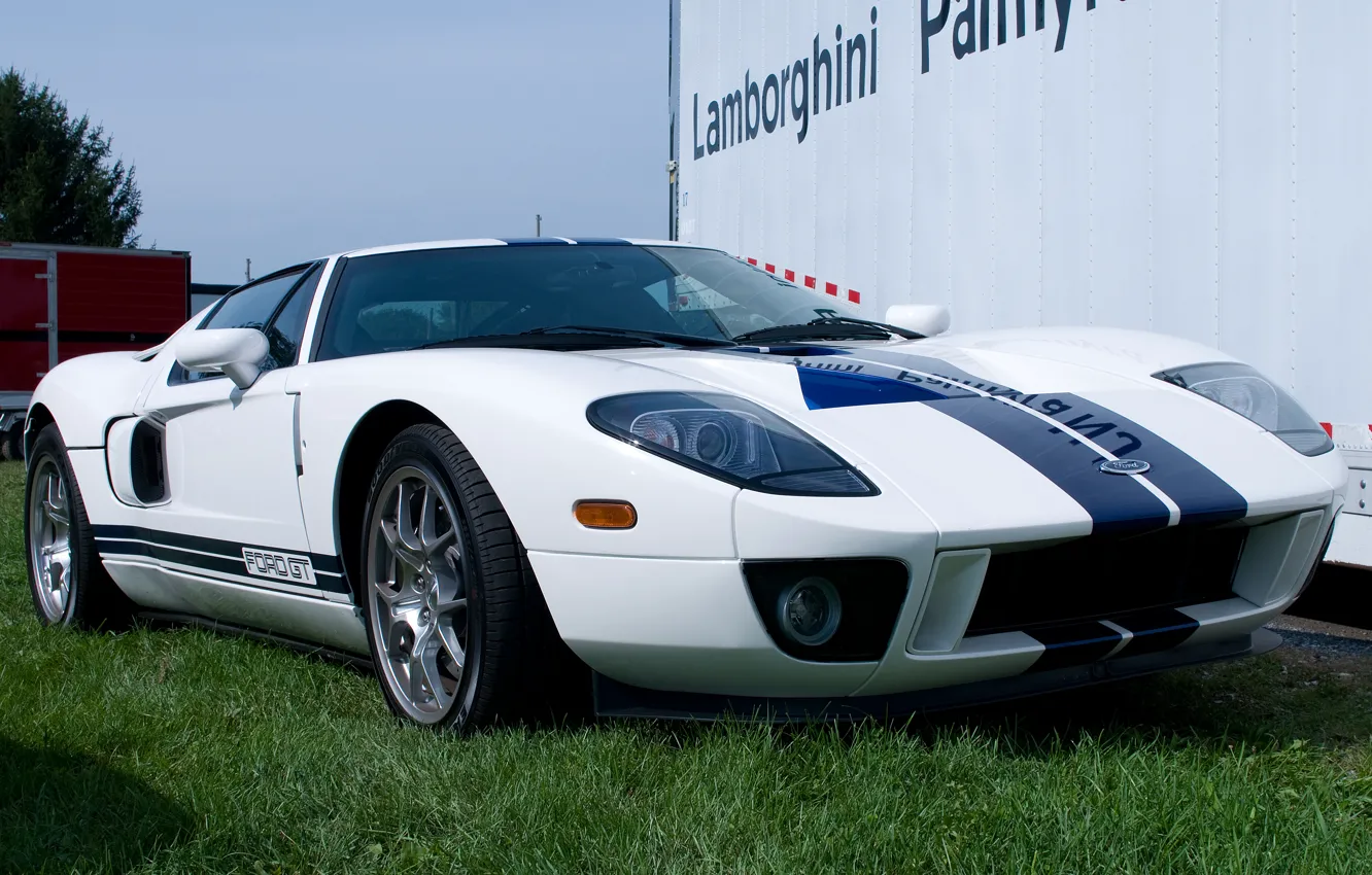 Photo wallpaper Ford, Blue, White, Stripes, GT