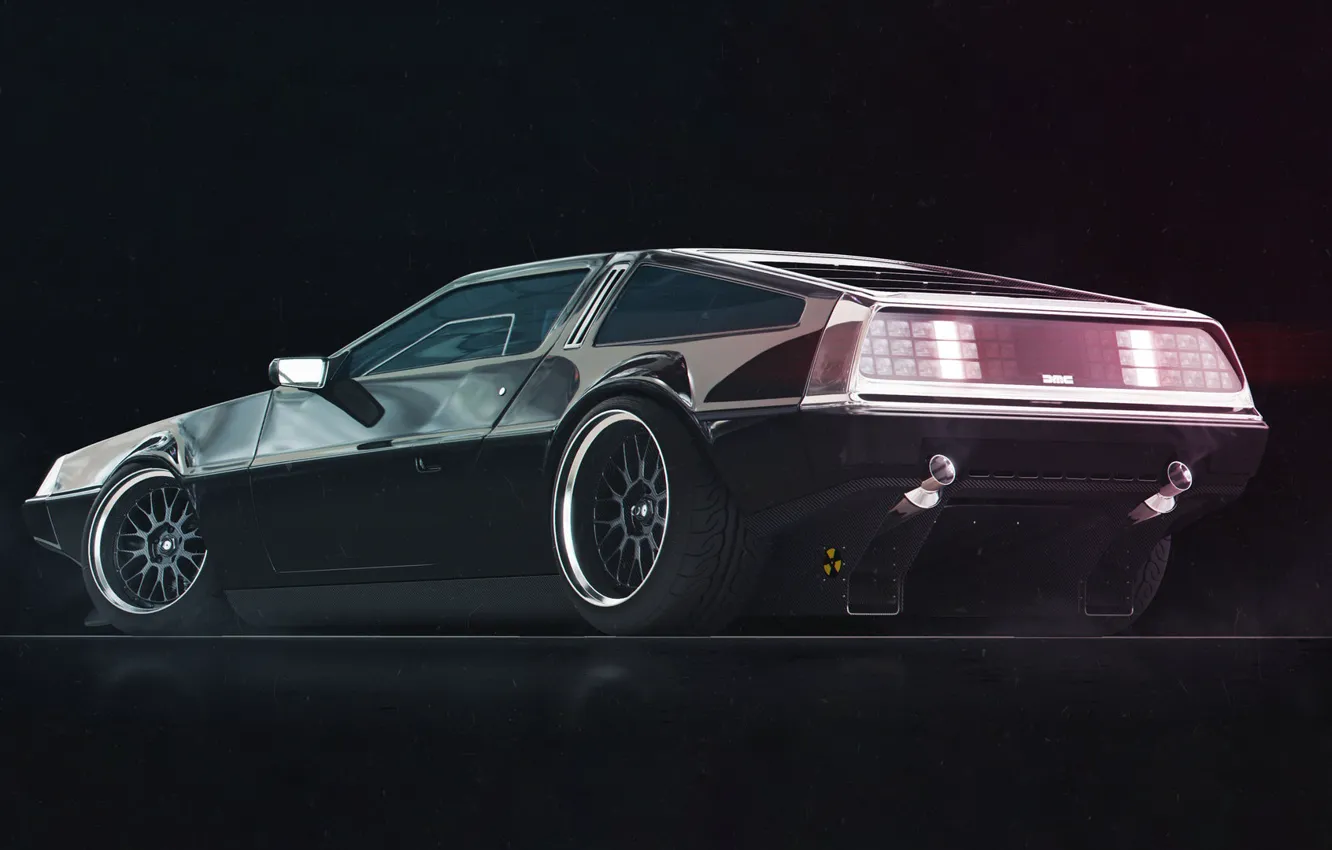 Photo wallpaper machine, auto, rendering, DeLorean DMC-12, DeLorean, DMC-12, Mikhail Solovarov, by Mikhail Solovarov