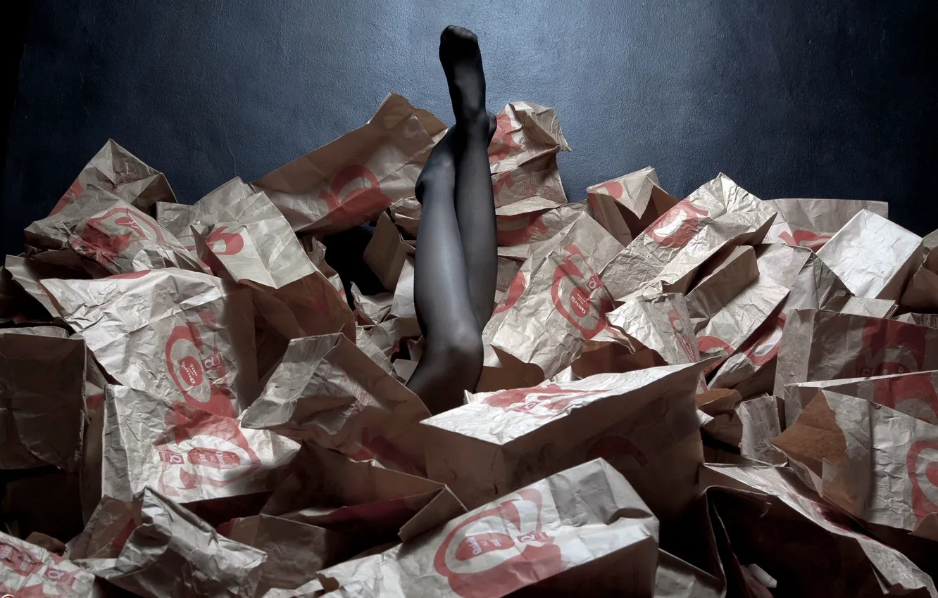 Photo wallpaper paper, feet, package