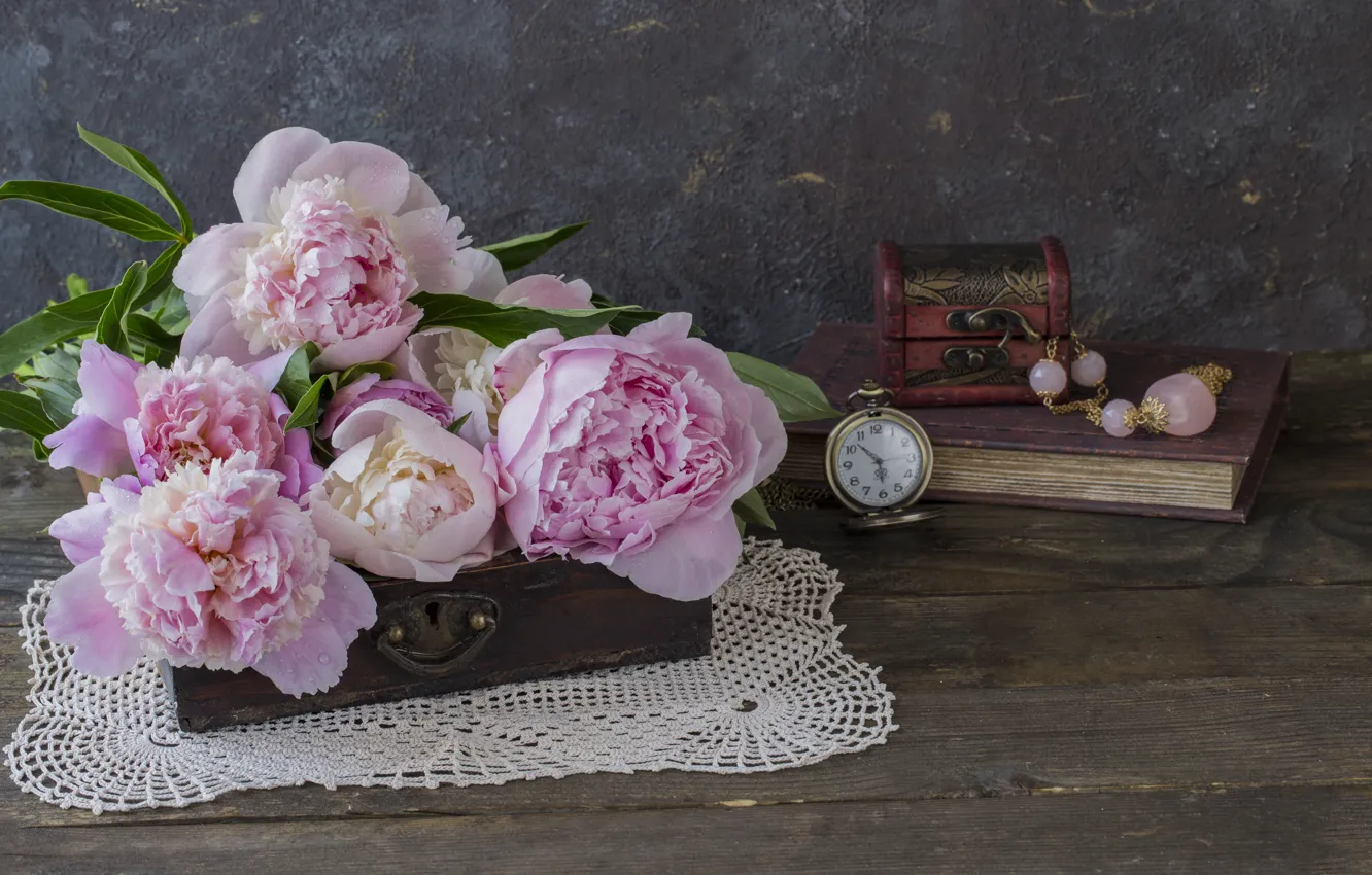 Photo wallpaper flowers, pink, bouquet, still life, peonies