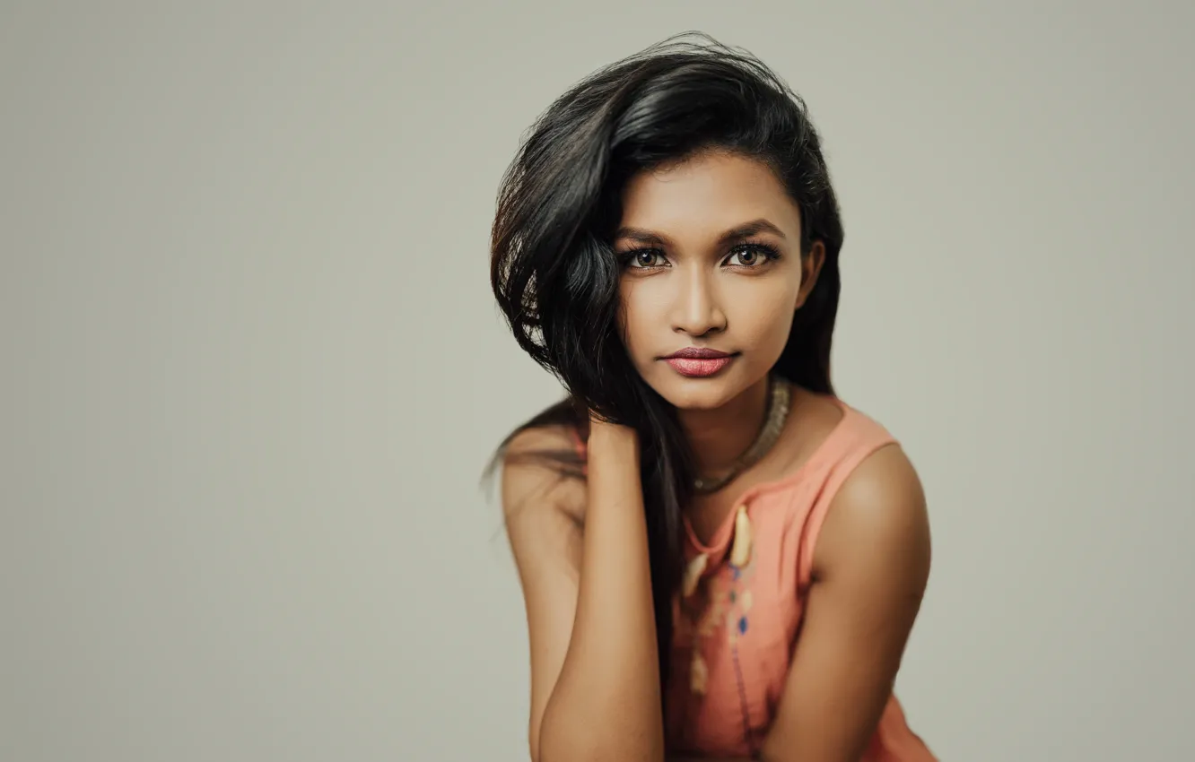 Photo wallpaper girl, eyes, smile, model, beauty, lips, face, hair