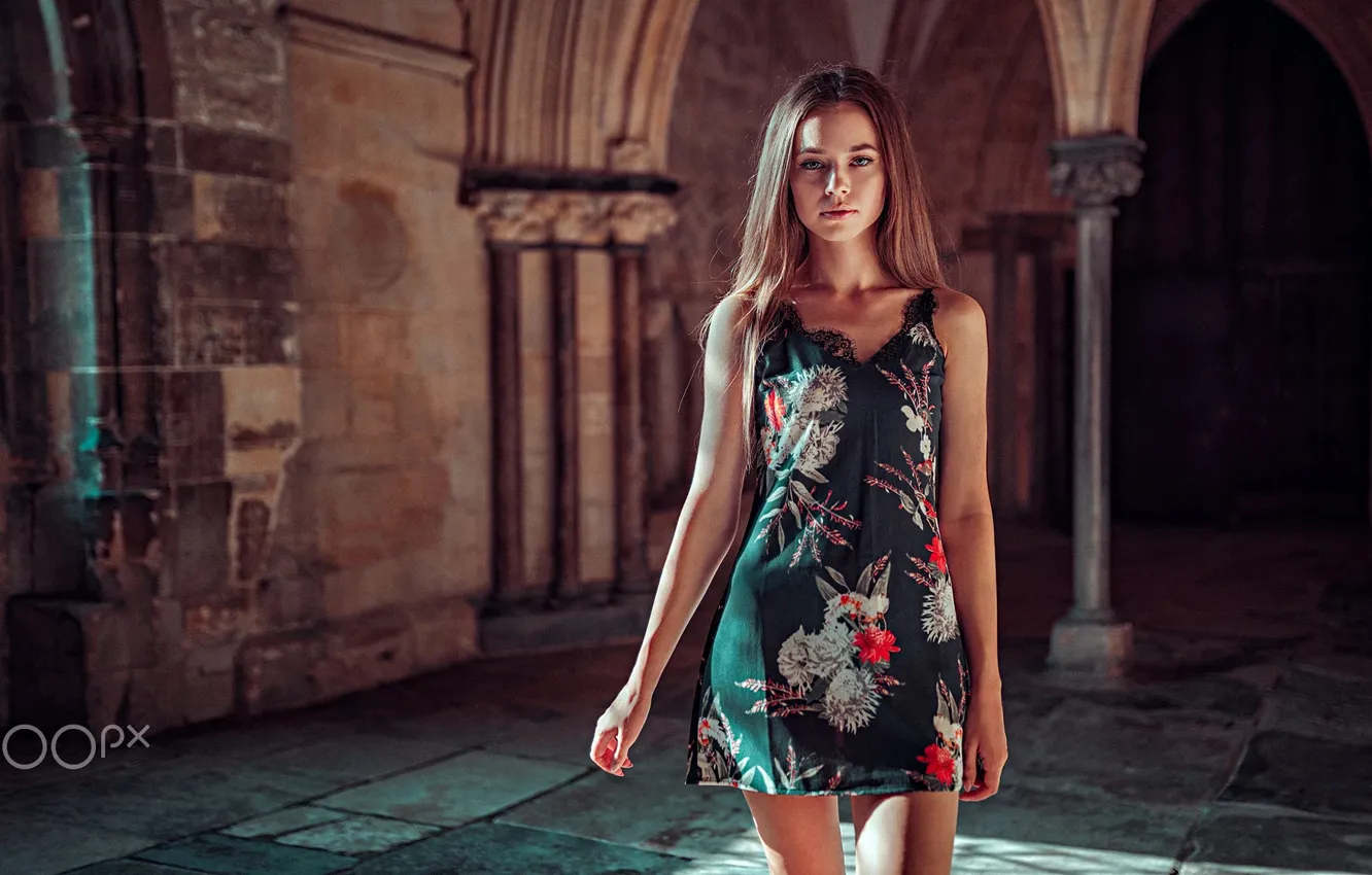 Photo wallpaper look, girl, pose, dress, legs, Karolina, Oliver Gibbs