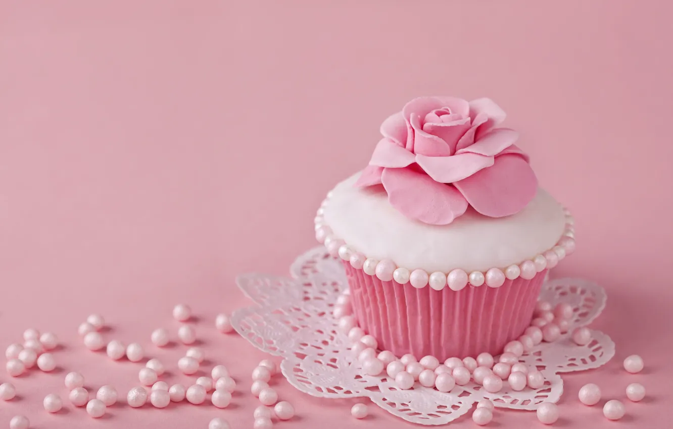 Photo wallpaper decoration, pink, cream, pink, sweet, cupcake, cupcake, baby