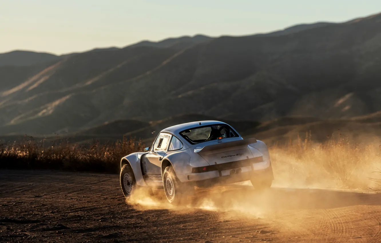 Photo wallpaper mountains, hills, dust, 911, Porsche, 964, primer, 2019