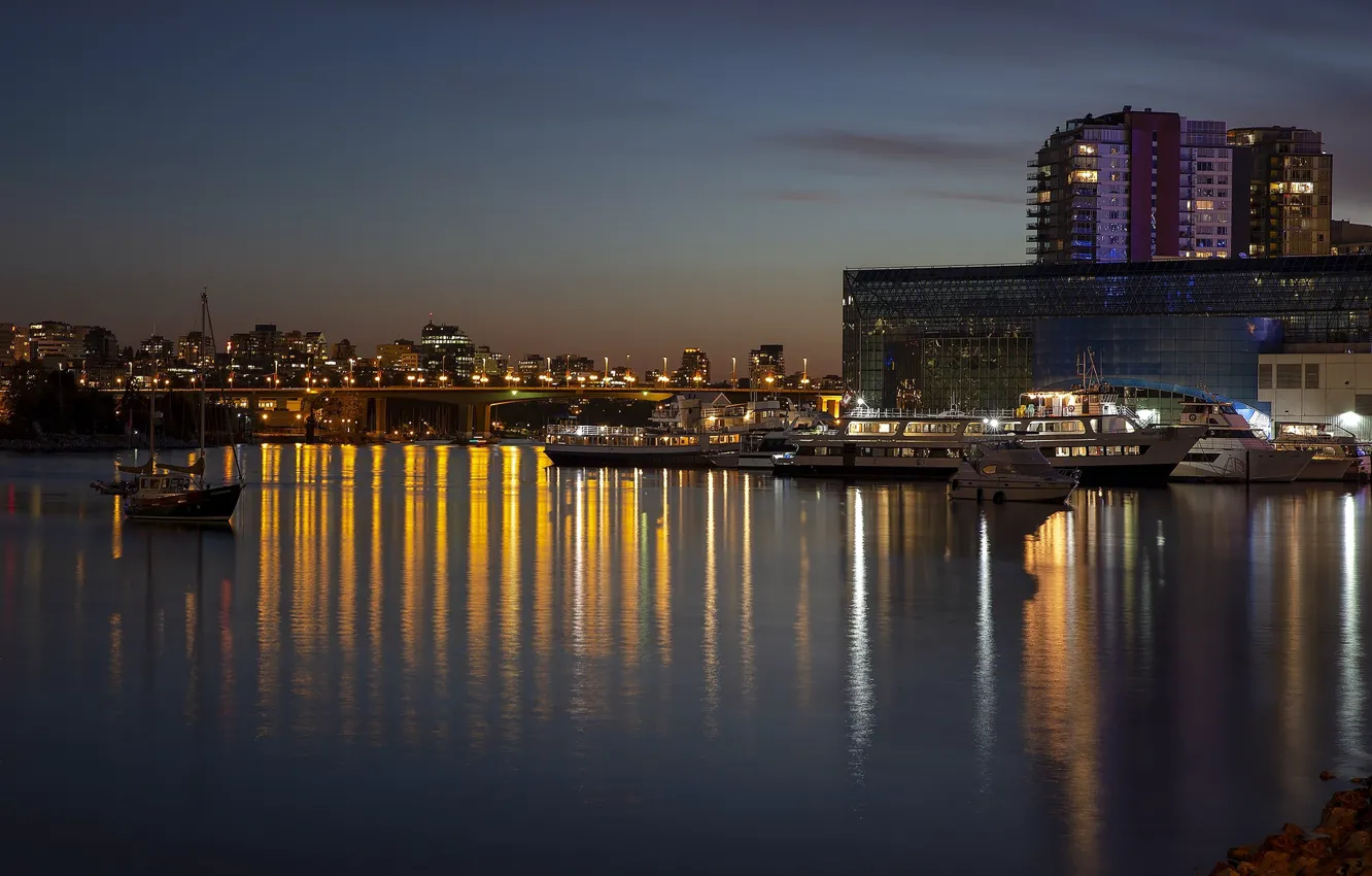 Photo wallpaper lights, the evening, Canada, Vancouver, Vancouve