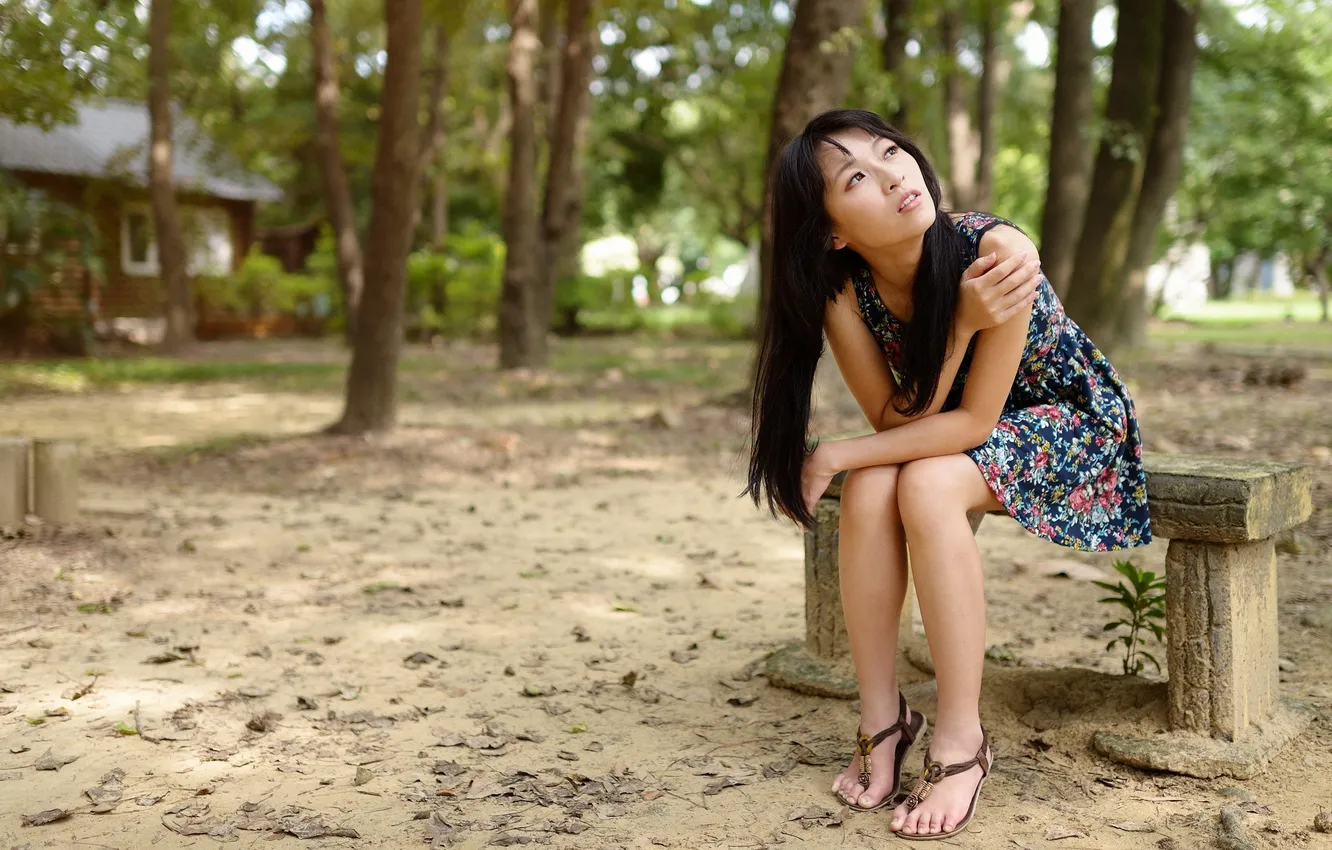 Photo wallpaper girl, street, Asian