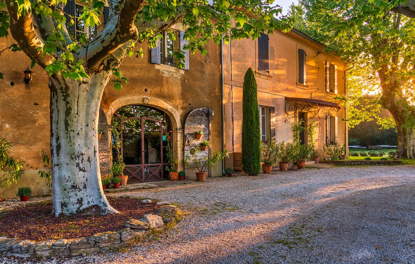 Photo wallpaper the city, house, street, France, Provence, House in the South of France