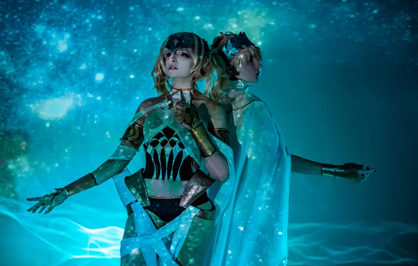 Photo wallpaper water, pair, costume, outfit, image, cosplay, Mari Aisu