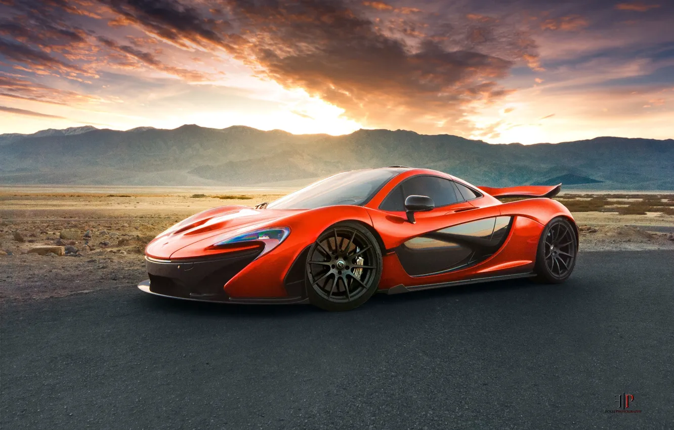 Photo wallpaper McLaren, Orange, Front, Death, Sand, Supercar, Valley, Hypercar