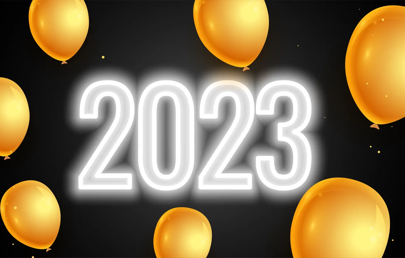Photo wallpaper yellow, lights, balls, new year, figures, banner, gold, white