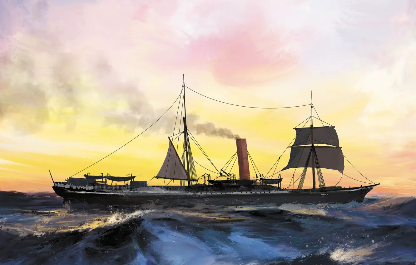 Photo wallpaper wave, ship, Nubian, Transatlantic Ships