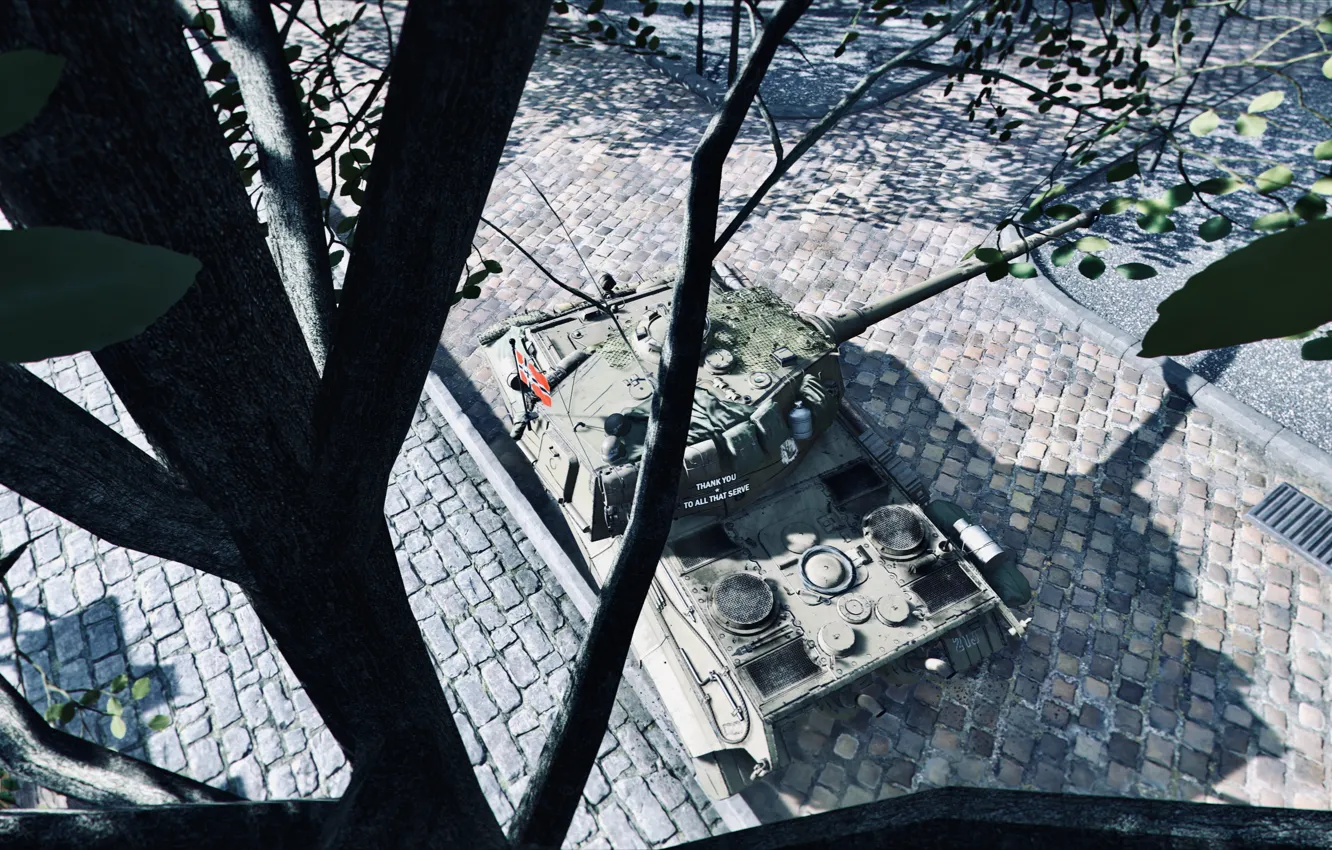 Photo wallpaper HDR, tiger, tree, WoT, tank, World of Tanks, Tiger 2, UHD