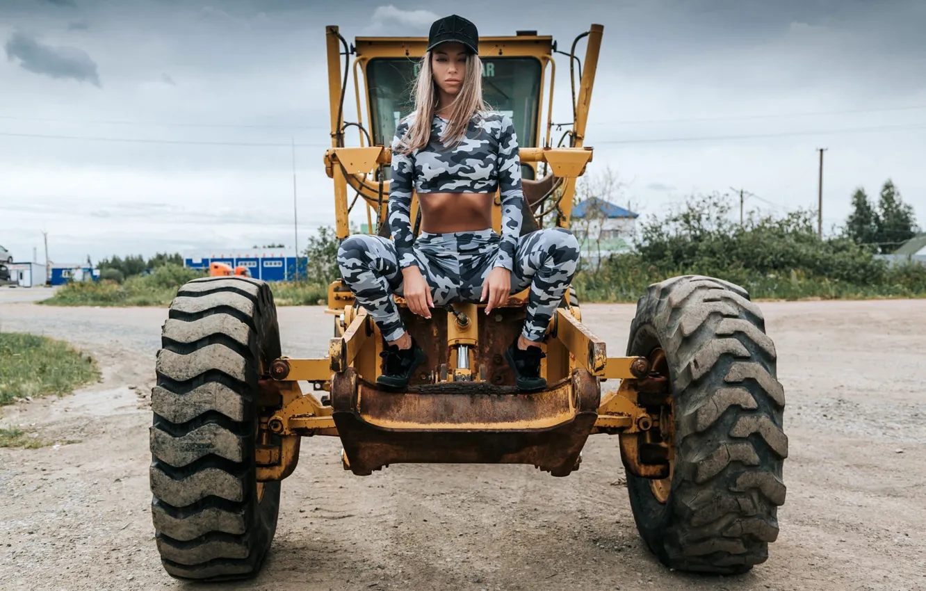 Photo wallpaper girl, pose, technique, cap, baseball cap, Anton Kharisov, Ksenia Borisova