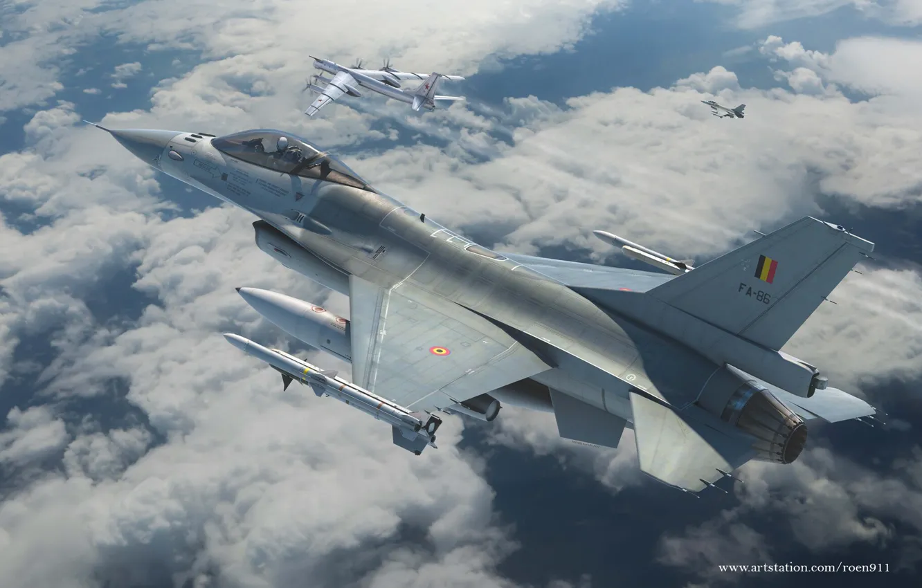 Photo wallpaper General Dynamics F-16 Fighting Falcon, the fourth generation fighter, American multifunctional lightweight, Antonis (rOEN911) Karidis