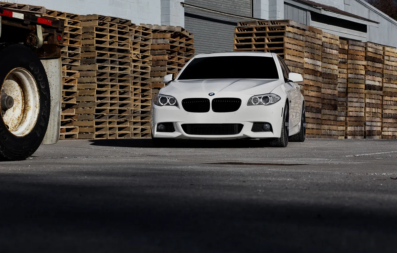 Photo wallpaper BMW, white, F10, 5 Series, Vossen, Wheels