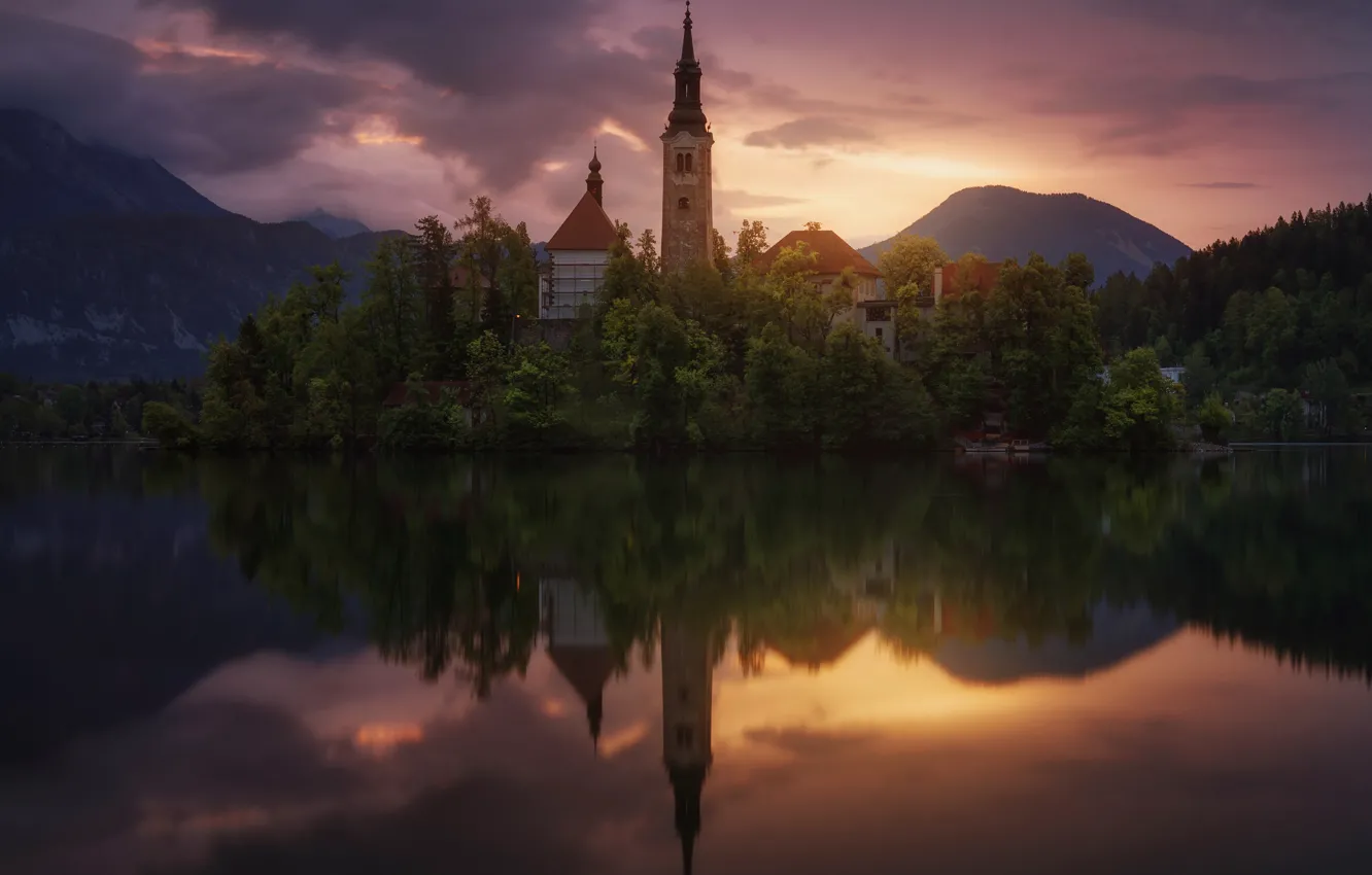 Photo wallpaper lake, castle, Slovenia, Bled