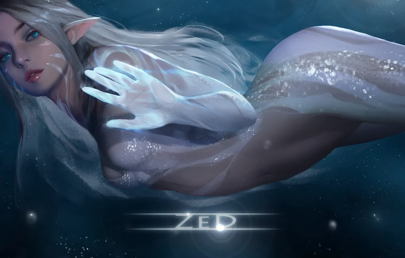 Photo wallpaper girl, elf, fantasy, under water, by ZED