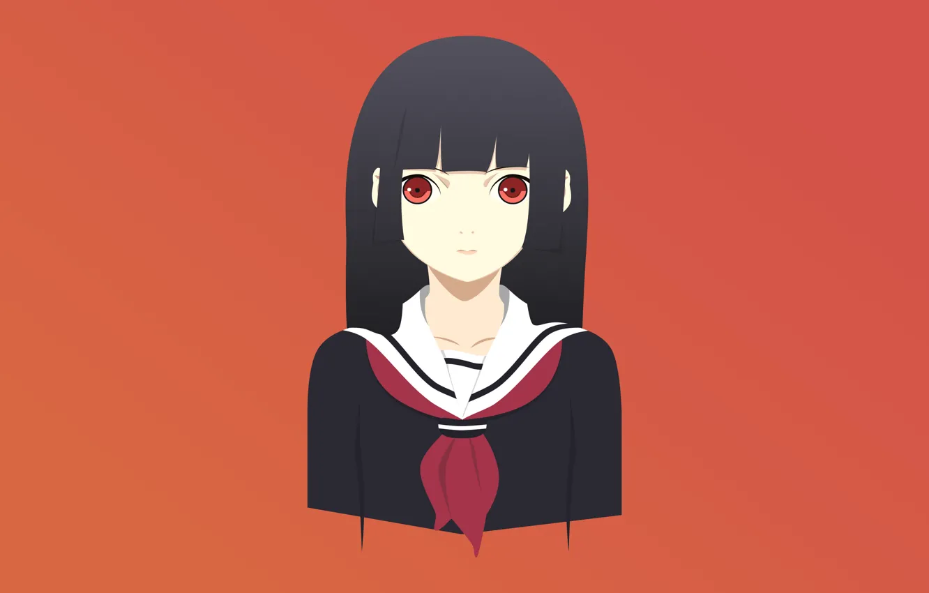 Photo wallpaper girl, anime, girl, red eyes, school uniform, anime, Enma Ai, ENMA AI