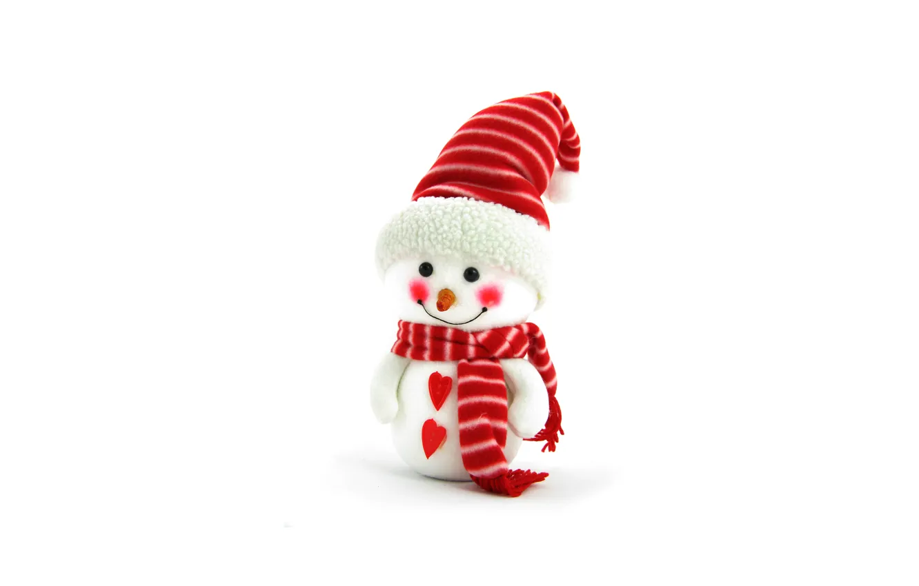Photo wallpaper heart, scarf, Christmas, New year, snowman, Christmas, background, hearts