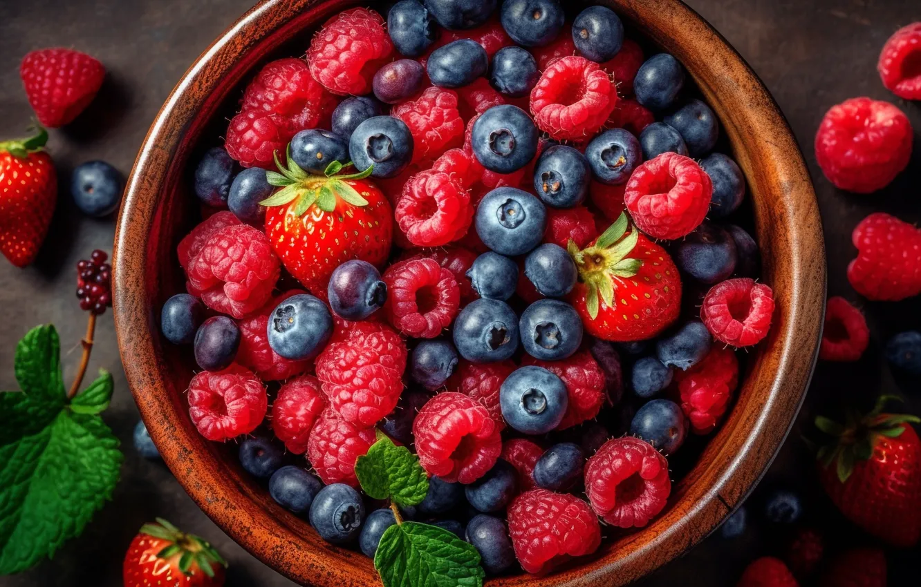 Photo wallpaper berries, food, fruit, different, a lot, juicy, delicious, cuts