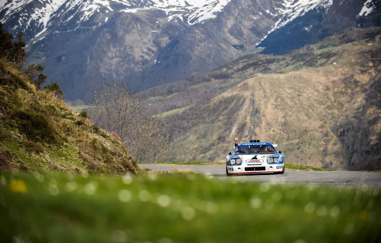 Photo wallpaper road, grass, mountains, race, hand, JS2, Ligier