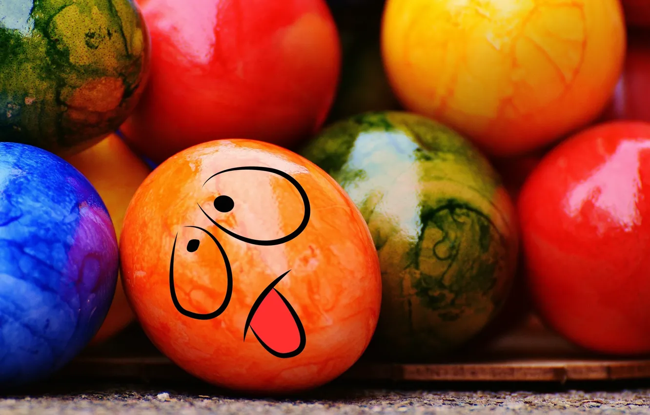 Photo wallpaper colorful, smile, Easter, rainbow, Easter, eggs, funny, decoration