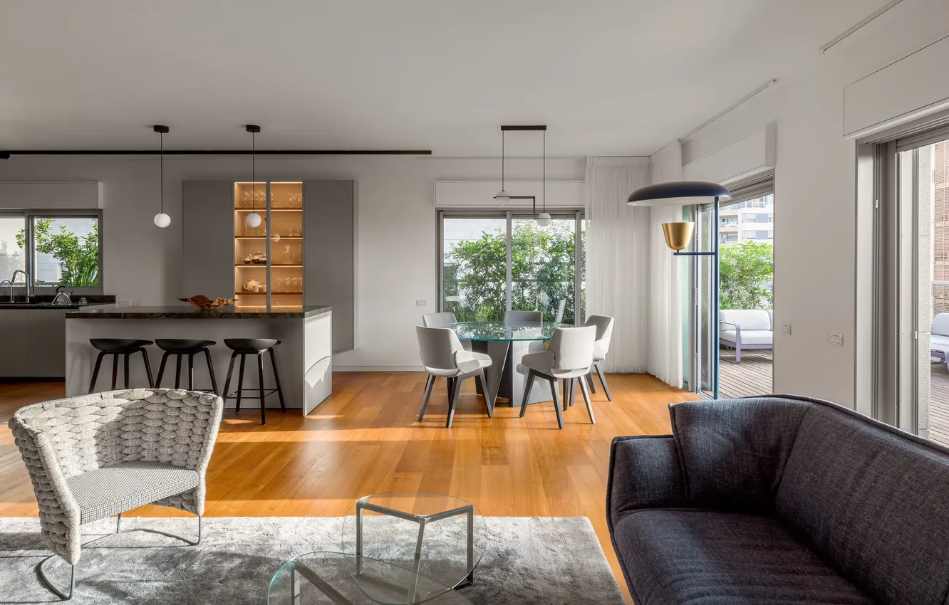 Photo wallpaper design, style, interior, kitchen, terrace, living room, dining room